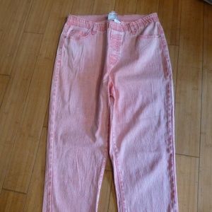 diane gilman pink distressed pull up jeans